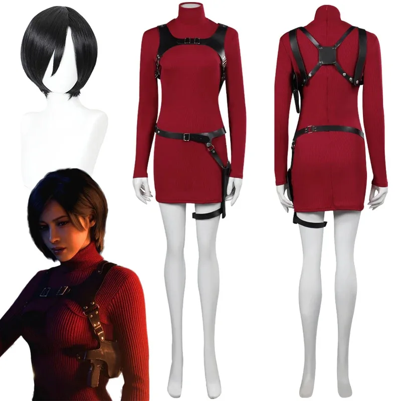Ada Wong Cosplay Wigs Women Costume Game 4 Roleplay Fantasia Outfits Halloween Carnival Party Clothes Short Black Hair om[8