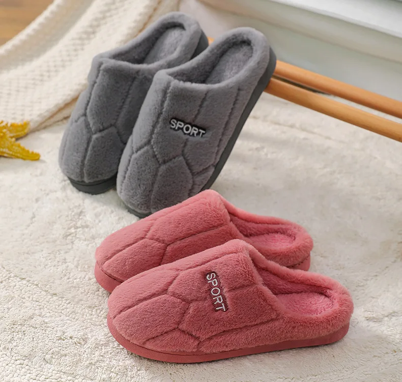 Winter-Plüsch-Hausschuhe für Paare – rutschfeste Hausschuhe mit dicker Sohle, warme, mit Fleece gefütterte Innenrutschen für Männer und Frauen – Detail 11