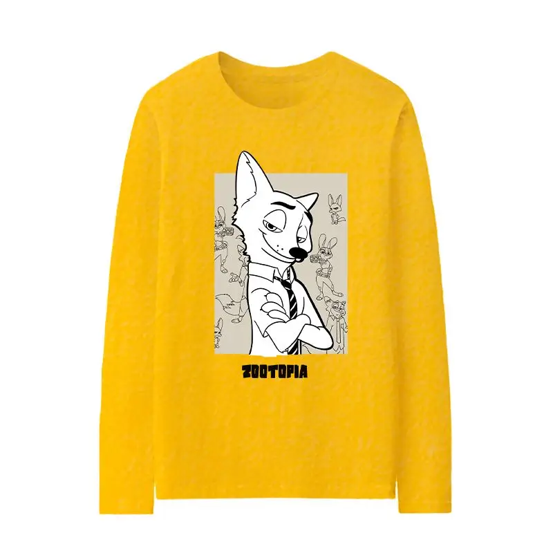 

heated rivalry Disney sudadera hombre Zootopia Long Sleeve T-Shirt For Men Autumn Judy Nick Graffiti Style Cartoon Casual Tops