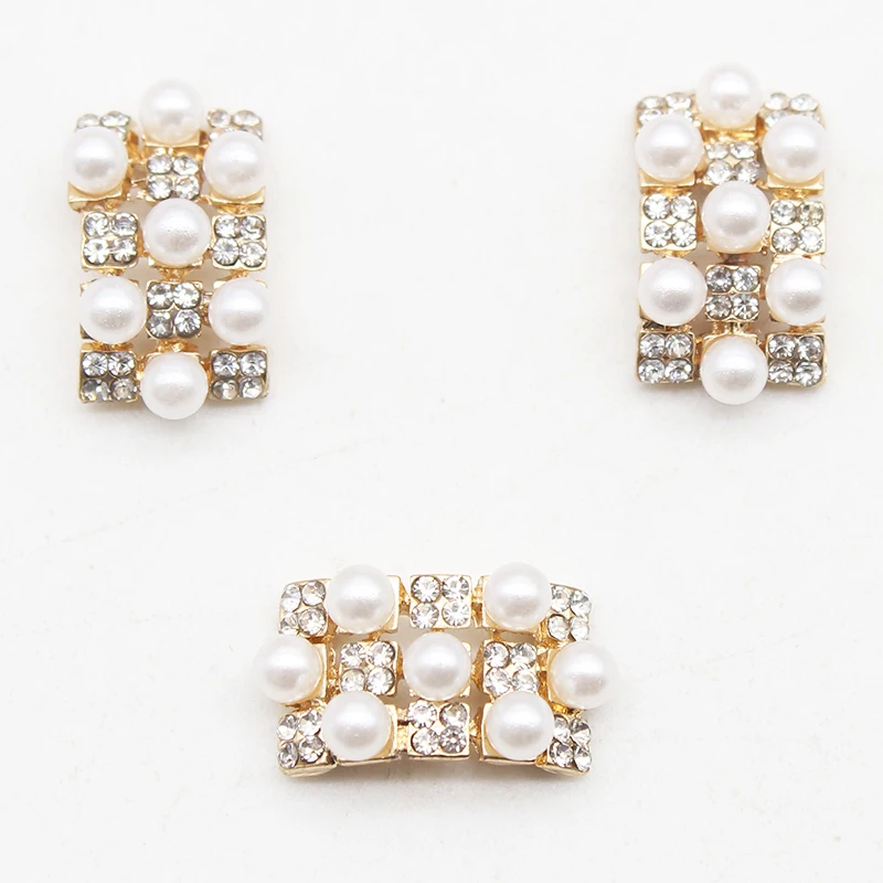 Exquisite 10Pieces/Batch 10*18mm Gold Arched Crystal Pearl Decoration DIY Dress Simple Clothing Accessories