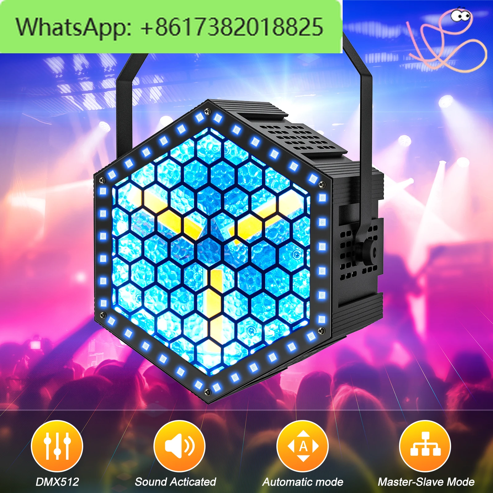 1Pcs   500W Hexagonal Retro Lamp DMX DJ lights  Golden LED Lamp  Church Concert Wedding Birthday Party