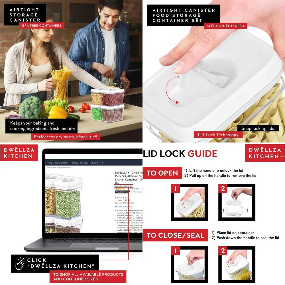 

Clear Plastic Airtight Food Storage Containers, 4-Piece Set, 4LB Capacity, BPA-Free, for Pantry Snacks and Kitchen Supplies