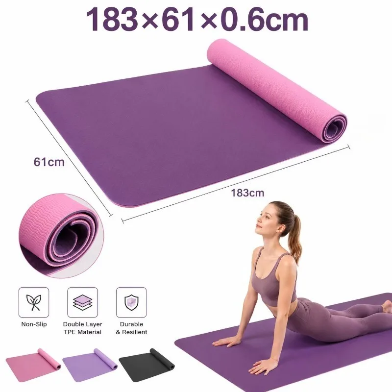 

Yoga Mats Anti-slip Sport Fitness Mat Blanket Exercise Yoga Pilate Gymnastics Mat Fitness Equipment Floor Work 6MM Thick TPE