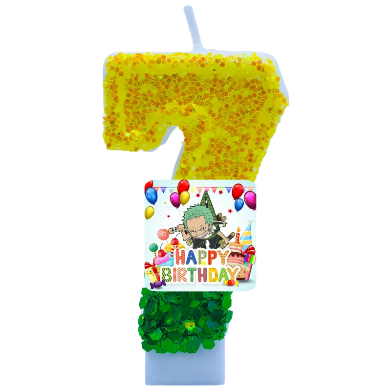 Vela Digital con Temática de Anime One Piece, Número del 0 al 9, Decoración para Pastel de Cumpleaños Infantil, Accesorios para Fiestas de Dibujos Animados