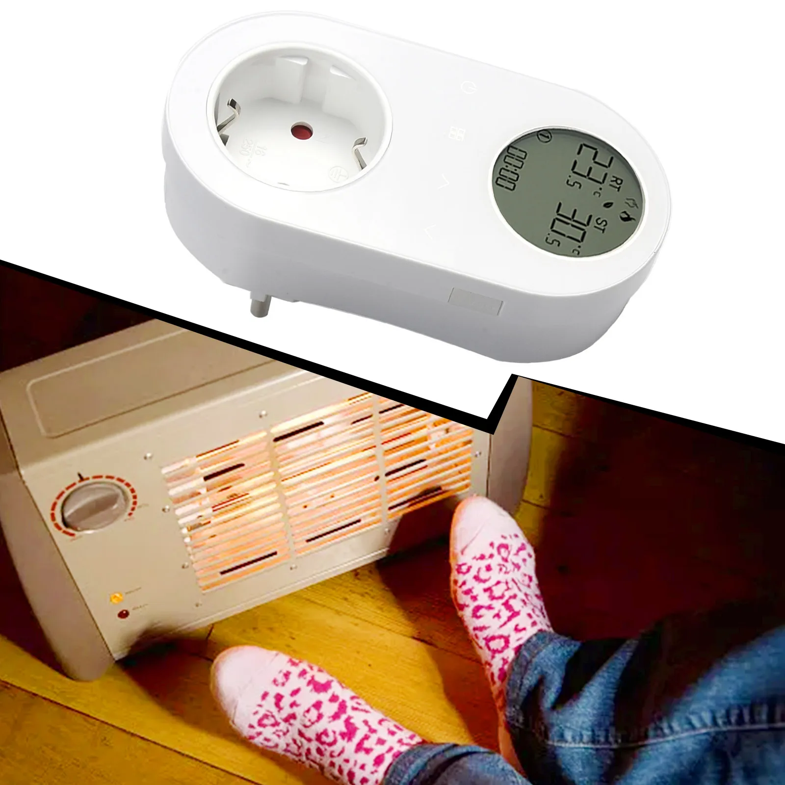 EU Sensor Wall Mount Thermostat WIFI CoolingHeating , Dual Mode Cooling/Heating, for Real Time Monitoring Black