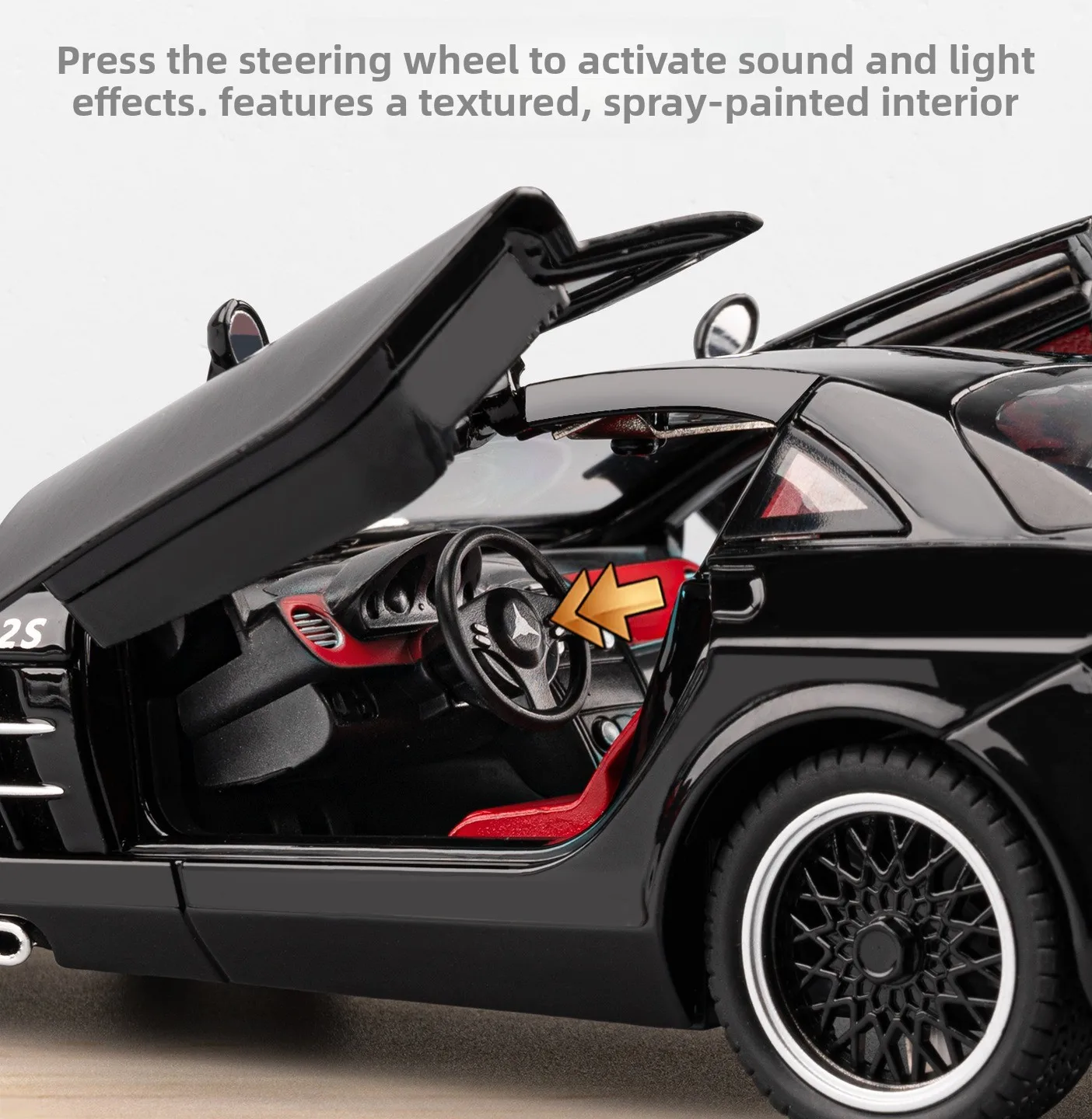 1:24 SLR 722S Supercar سبيكة معدنية دييكاست نموذج سيارة الصوت والضوء لعبة أطفال قابلة للجمع