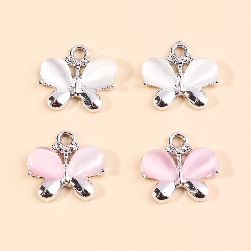 Zarte 10 stücke Opal Stein Schmetterling Charms Silber Farbe Tiere Schmetterling Anhänger für DIY Schmuck Machen Ohrringe Armbänder – Detail 12