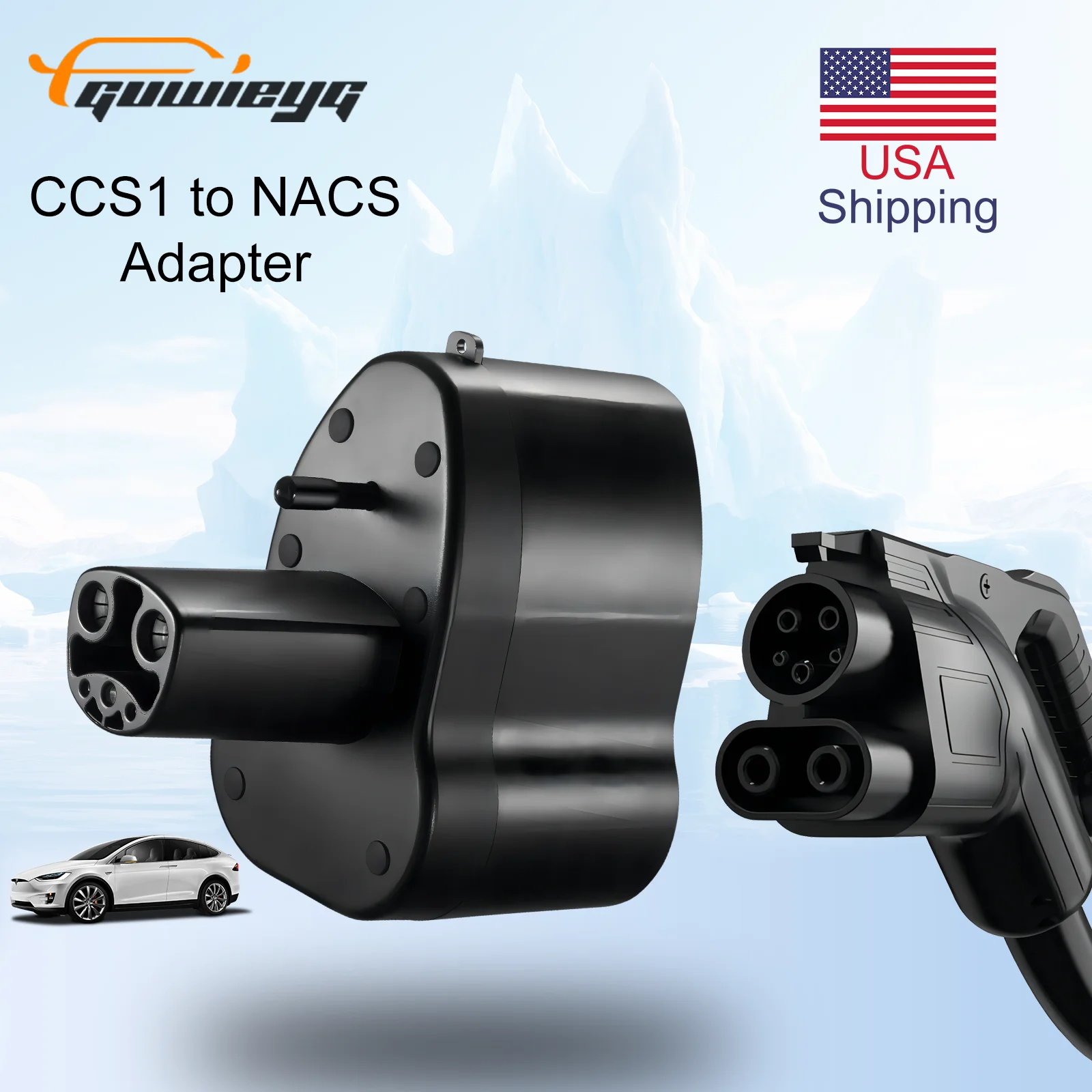 GUWIEYG CCS1 to Tesla Charger Adapter  Max 250KW DC Fast Charging CCS Adapter for TSL Model Y/3/X/S