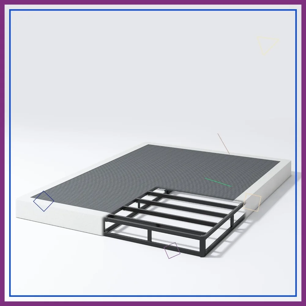 Queen Bed Box Spring 5 Inch, Strong Metal Frame Mattress Foundation, Quiet & Easy Assembly