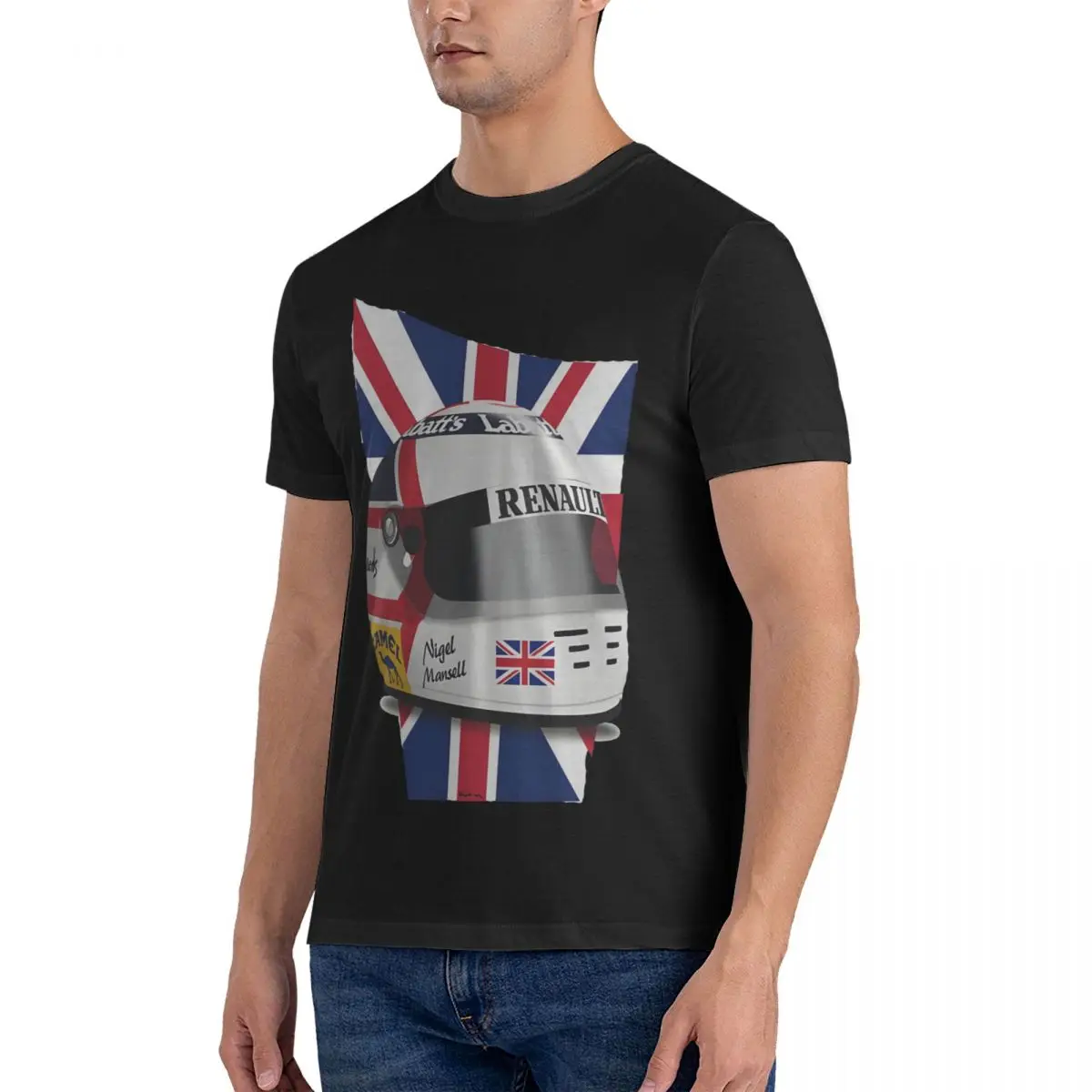 Men's T-Shirt Cool Vintage Cotton Tees Short Sleeve Nigel mansell T Shirt Crewneck Clothing Unique