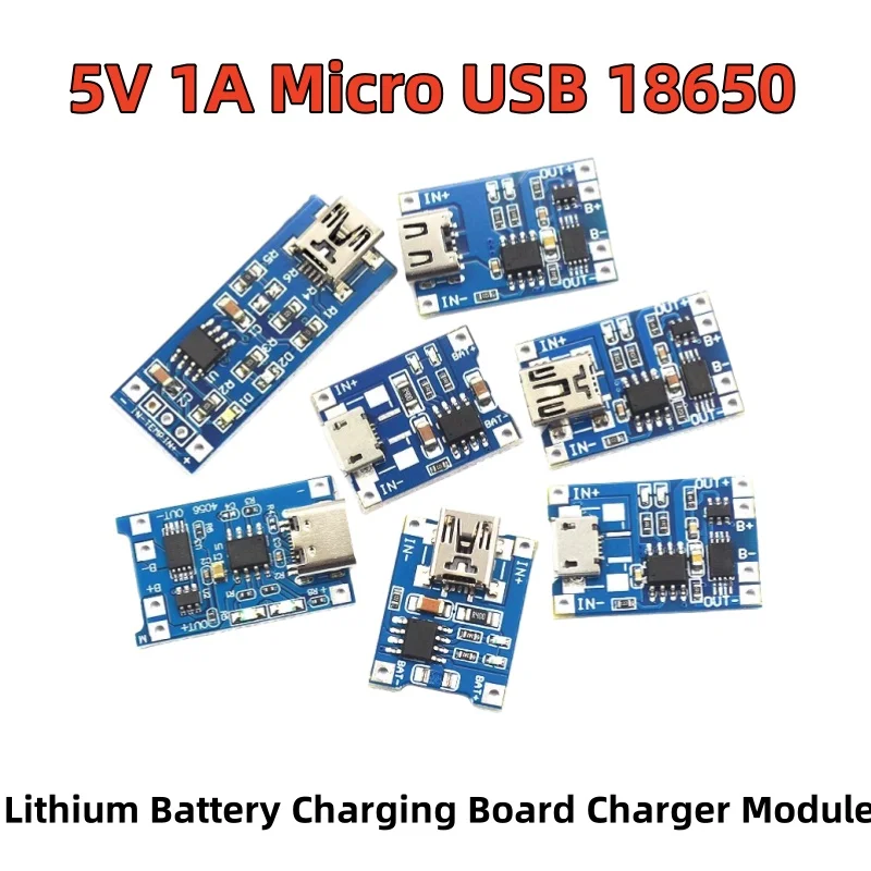 5V 1A Micro USB 18650 type-c Lithium Battery Charging Board Charger Module+Protection Dual Functions TP4056 18650