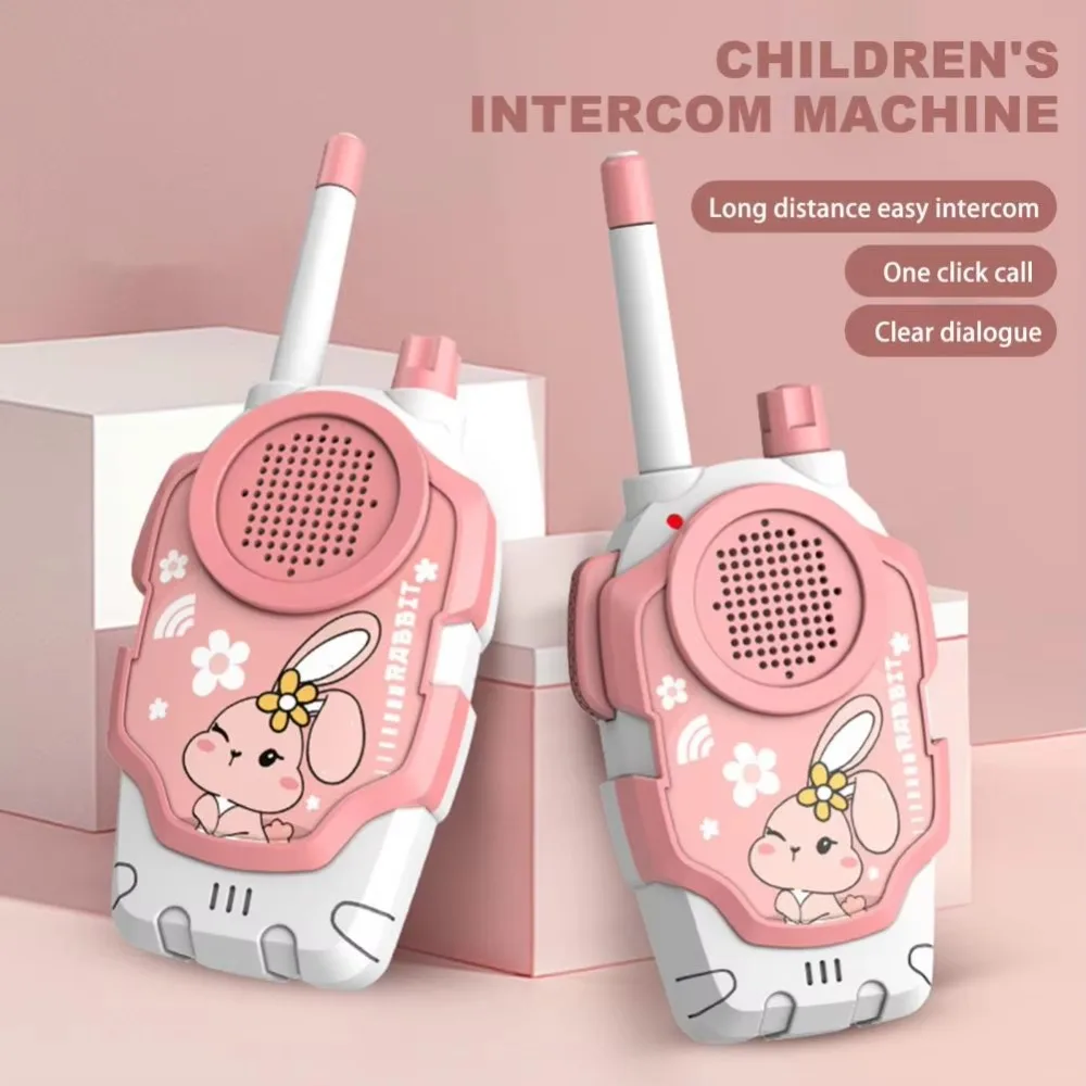 2Pcs Wireless Kids Walkie Talkie Toys Rabbit & Frog Cartoon Mini Handheld Walkie Talkie Transceiver Portable