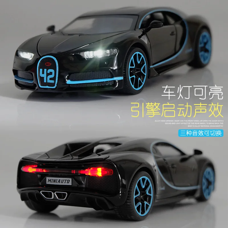 1:32 Bugatti Chiron Alloy Sport Car Model Diecasts & Toy Metal Super car Model Simulation Sound Light Collection For Kids