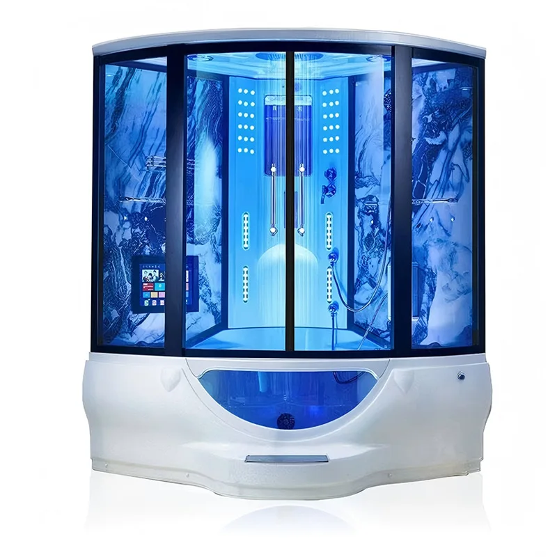 Fan-shaped luxury integrated shower room, enclosed with bathtub, steam surfing massage rock slab