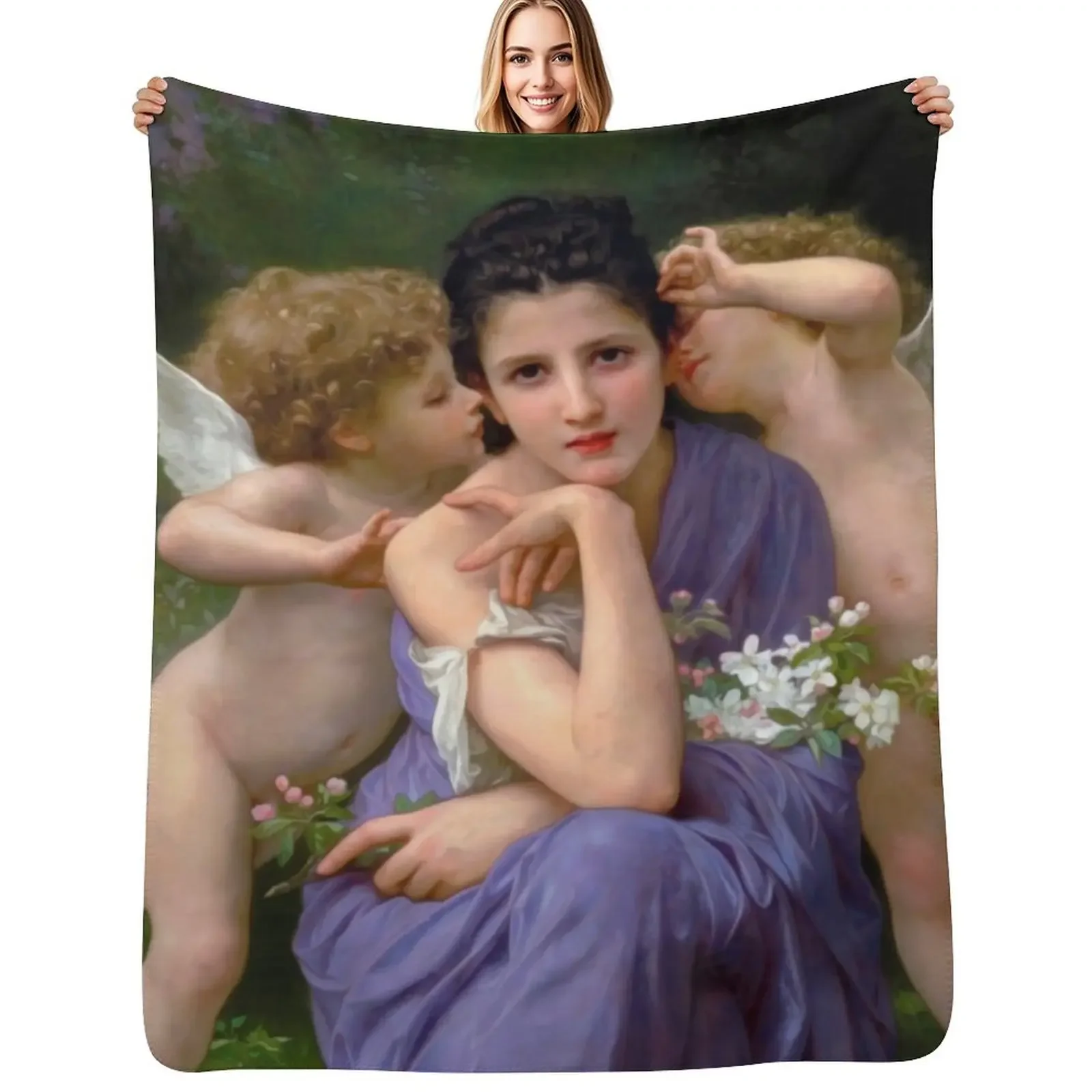 

Songs of Spring by Bouguereau Throw Blanket Multi-Purpose Fashion Sofas Decorative Sofa Blanket