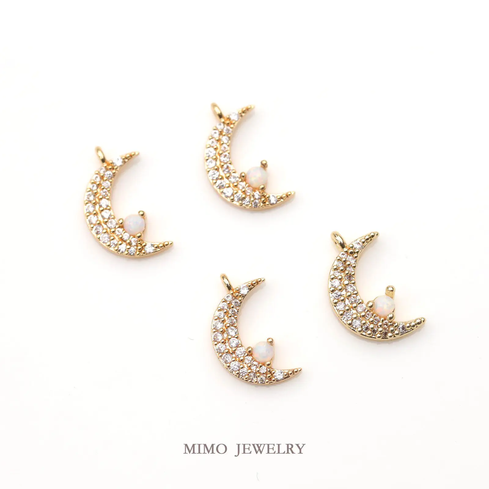 

1 шт. медный кулон-полумесяц с позолотой, цирконом и искусственным опалом для изготовления ювелирных изделий, аксессуары для браслетов своими руками