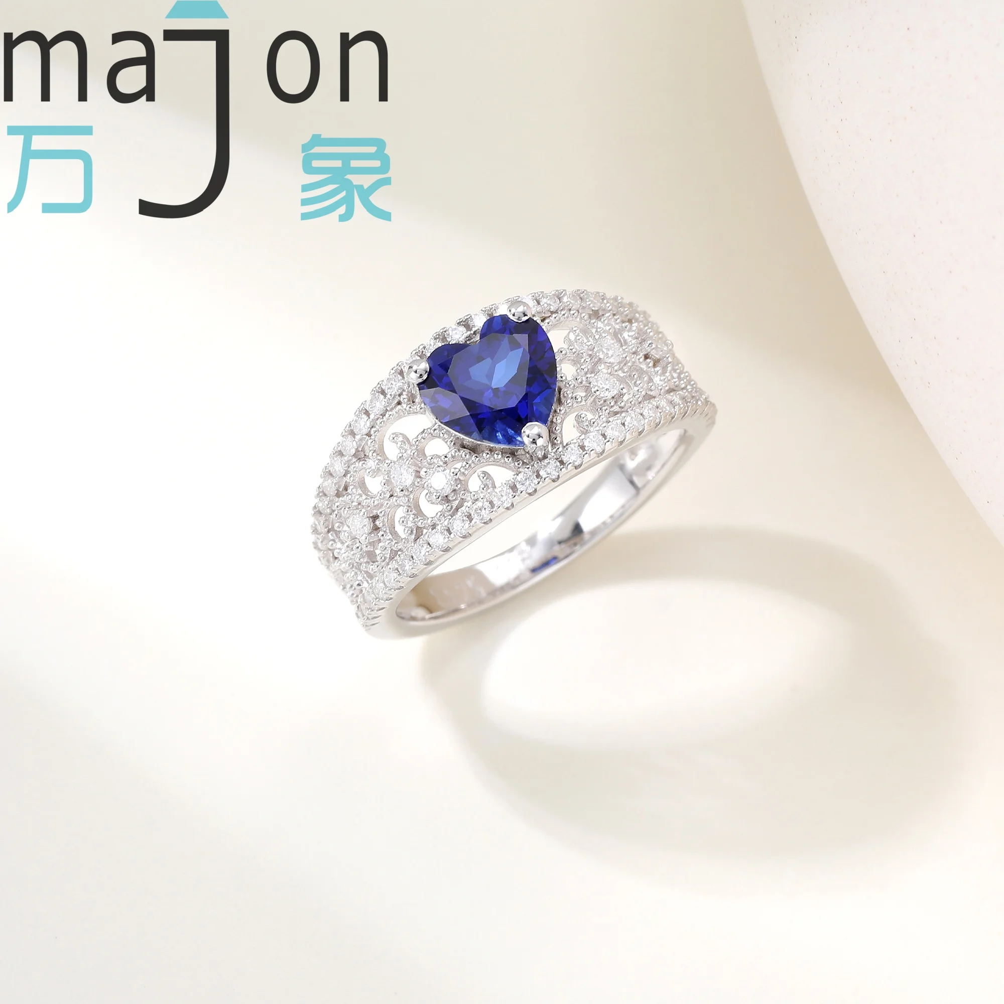 Heart Shape Lab Grown Sapphire 6.5mm S925 Silver Ring For Women Daily Wear Jewelry