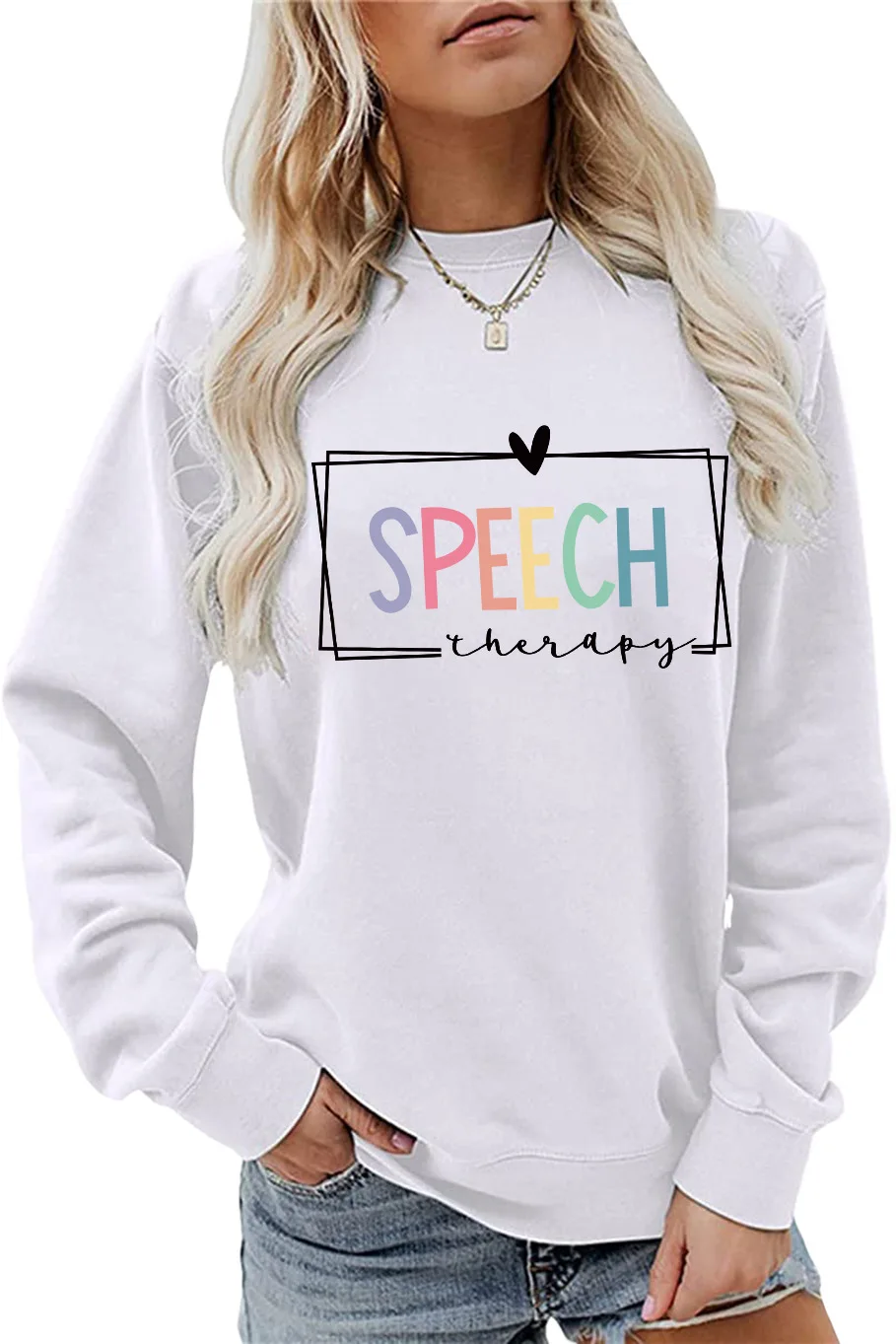 Women\'s Speech Therapy Letter Print Autumn and Winter Round Neck Long-sleeved Sweatshirt