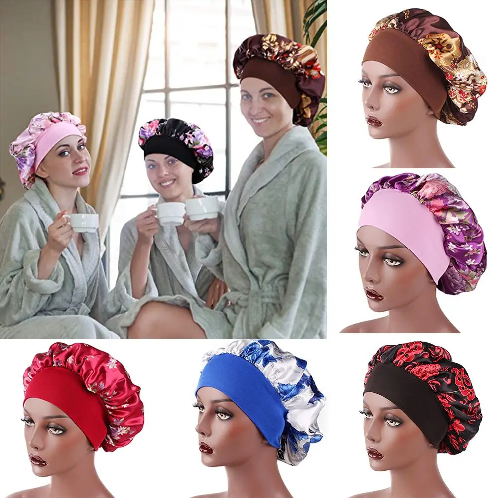 Hair Beauty Curly Springy Hair Bonnet Head Wrap Chemo Caps Night Sleep Hat Satin Bonnet Hair Loss Cover