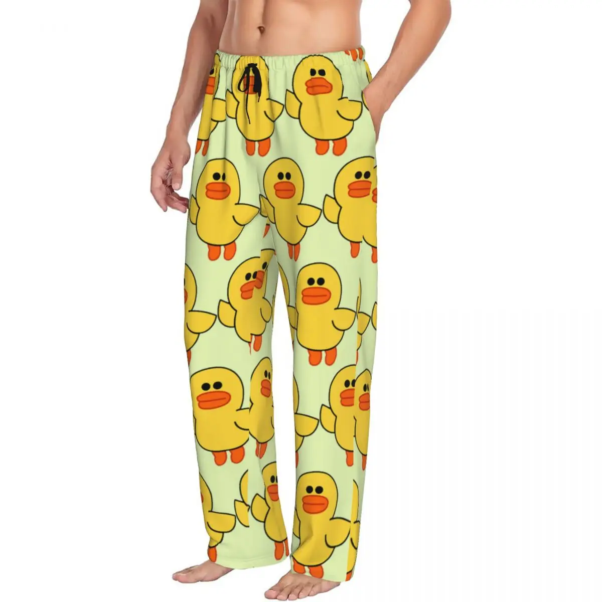 Custom Sally Yellow Chick Line Friends Pajama Pants Men Sleepwear Sleep Lounge Bottoms with Pockets