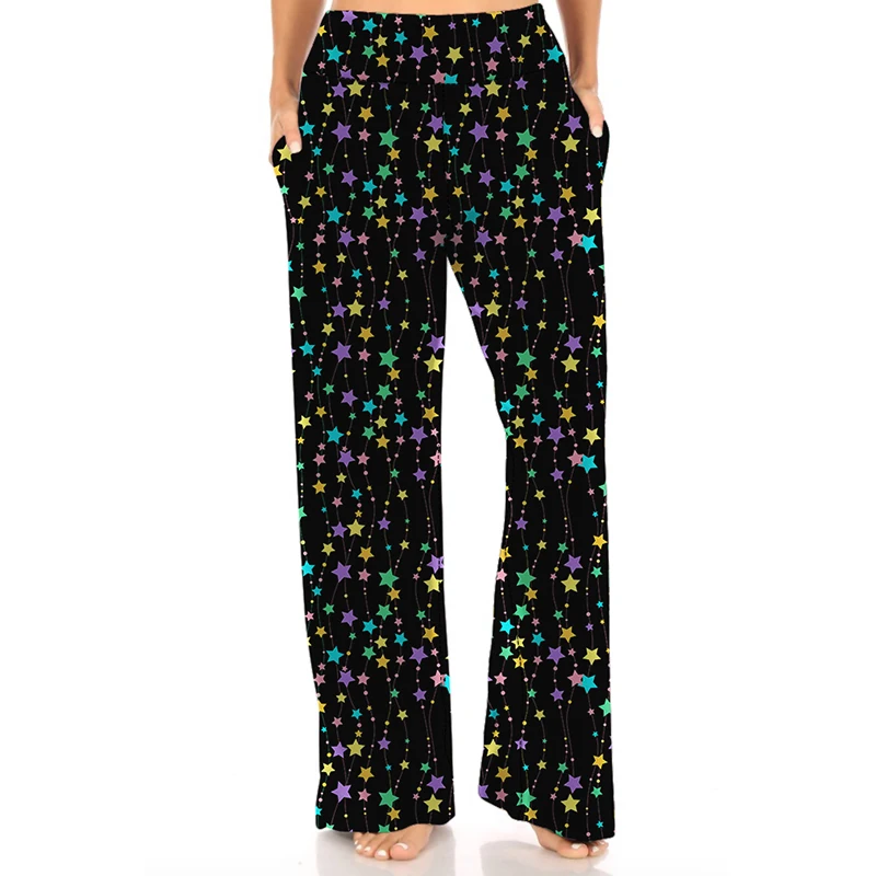 LETSFIND New Lounger Streetwear Space Galaxy Print Women Pants High Quaility Star Pattern Digital Print Loose Soft Stretch Pants