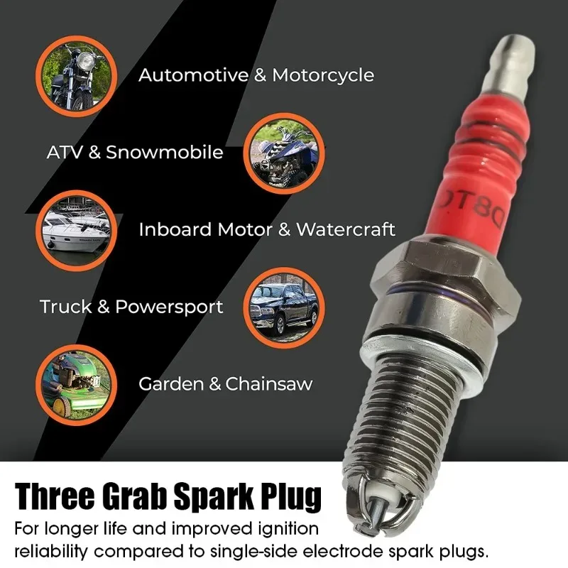 Three-sided Pole Spark Plug L7T/D8TC 2 Stroke Electrode Gasoline Chainsaw Brush Cutter Engine Glow Plug Replace Part Accessories