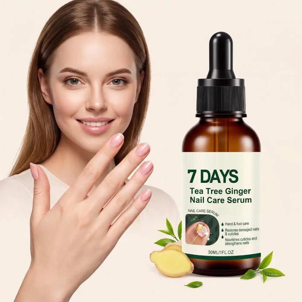 Nail Strengthener Hardening Serum,Ginger Tea Tree Cuticle Nutrition Oil Repair Thin Yellow Broken Nails Hand Foot Care Liquid view 3