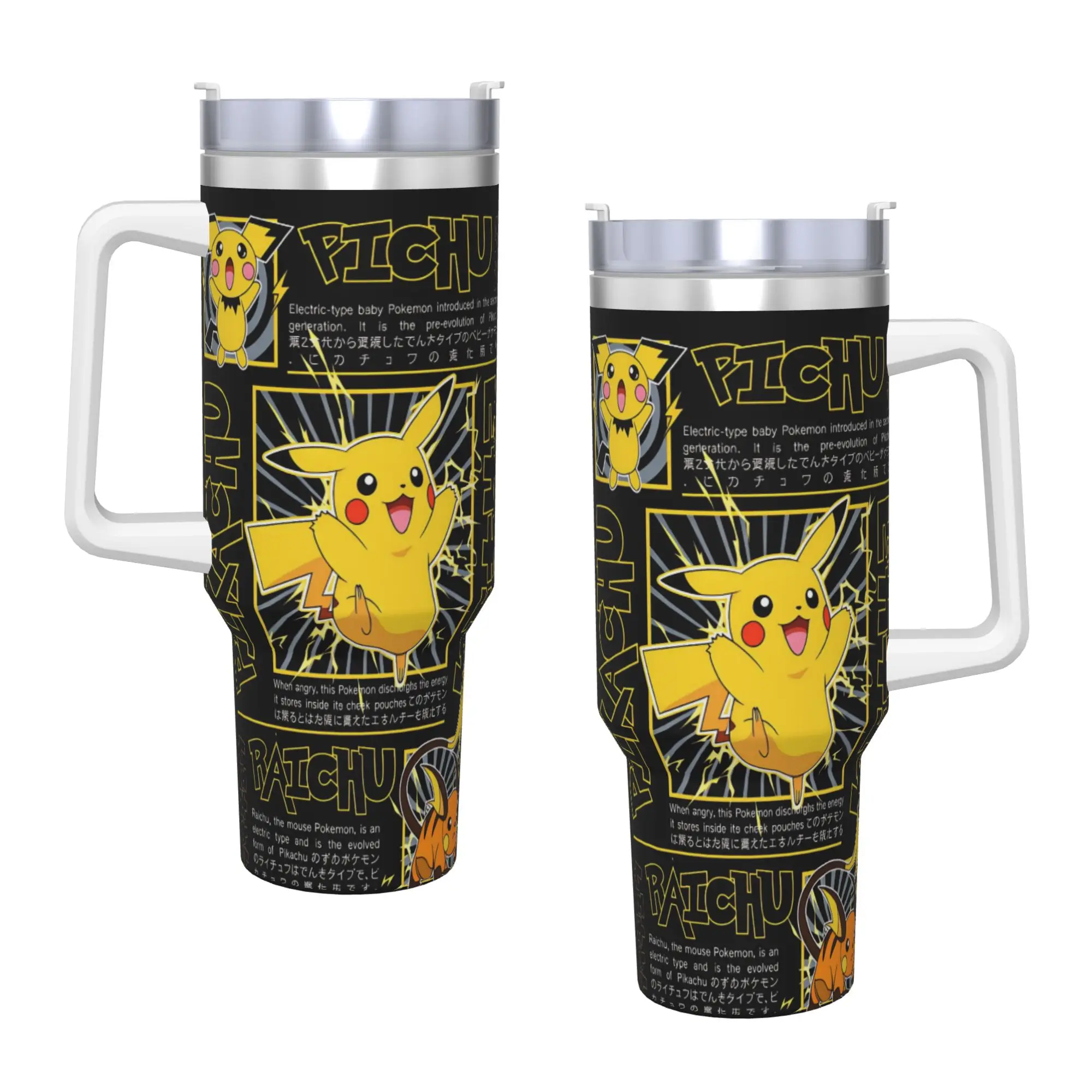 Pokemon Pikachu Stainless Steel Tumbler  Travelist Car Mugs Large Thermal Mug Leakproof Hot Drinks Milk Tea Water Bottle