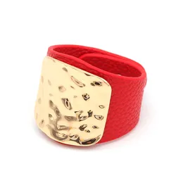 Red Leather Wide Jewelry Punk Style Classic Wrist Bracelet Black Bracelet Couple Style Holiday Gift Party
