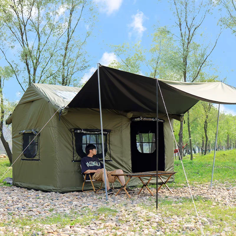 

Equipment Smart Library Green Inflatable Camping Cabin Tent For 6-8 People Outdoor Picnic Air Tent