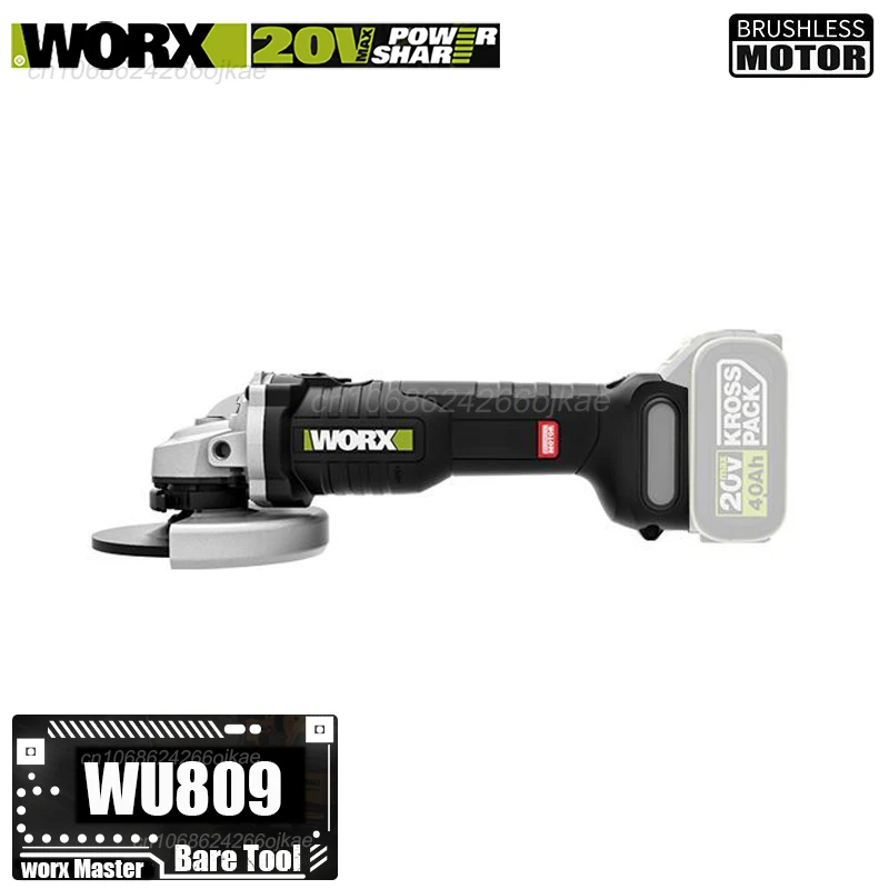 Worx WU809 Аккумуляторная угловая шлифовальная машина Бесщеточная 20 В 125x22.2 Защита сцепления для полировки и резки Поделиться 5-контактный аккумулятор Green & Kress