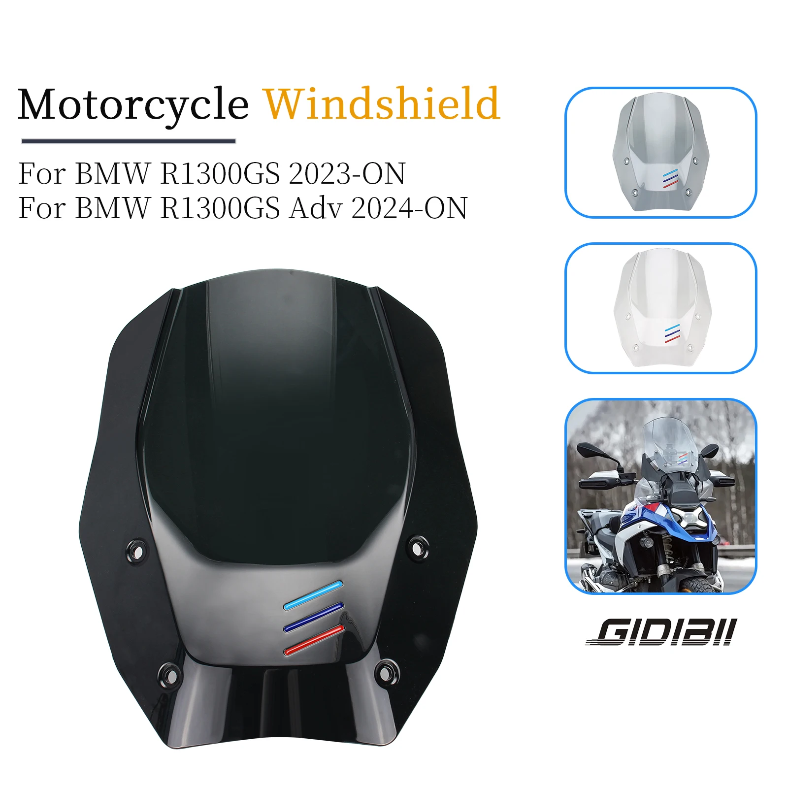 

Motorcycle Front Windscreen Windshield For BMW R1300GS /R1300GS Adv Adventure 2023-ON Fairing Wind Deflector Wind Screen Shield
