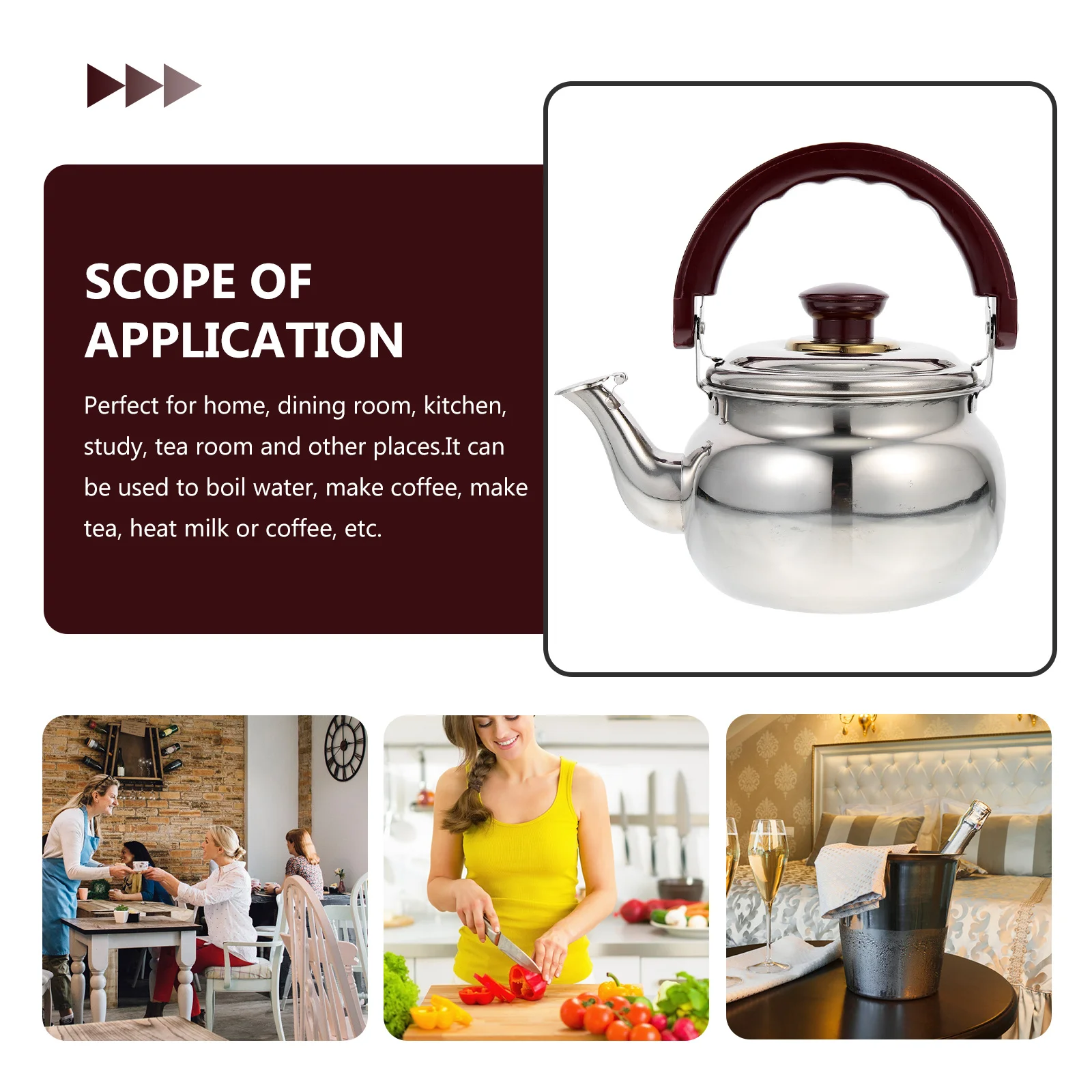 

Stainless Steel Tea Kettle Large Capacity Water Kettle Stovetop Comfort Handle Safe Boiling Home Office Use Boil Water Coffee