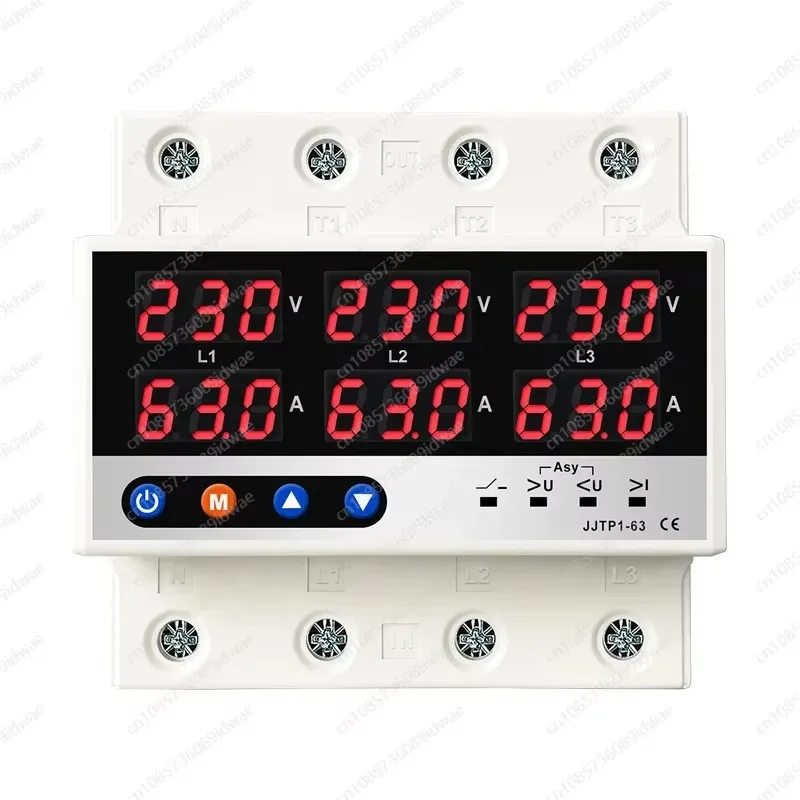 Three-phase adjustable digital display self-repeating over-voltage limit viewership of protector