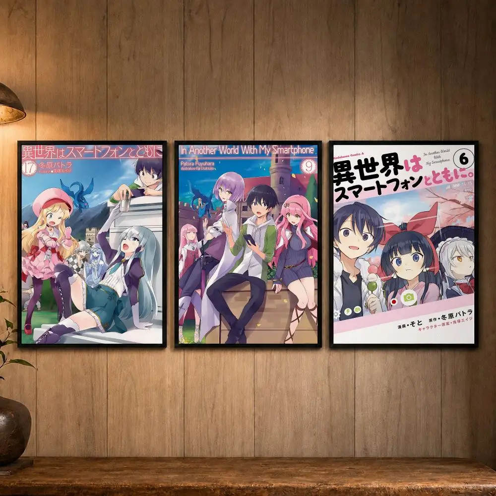Isekai Fantasy Anime I-In Another World with My SmartphoneS Poster Self-adhesive Art Poster Decoracion Painting Wall Art White