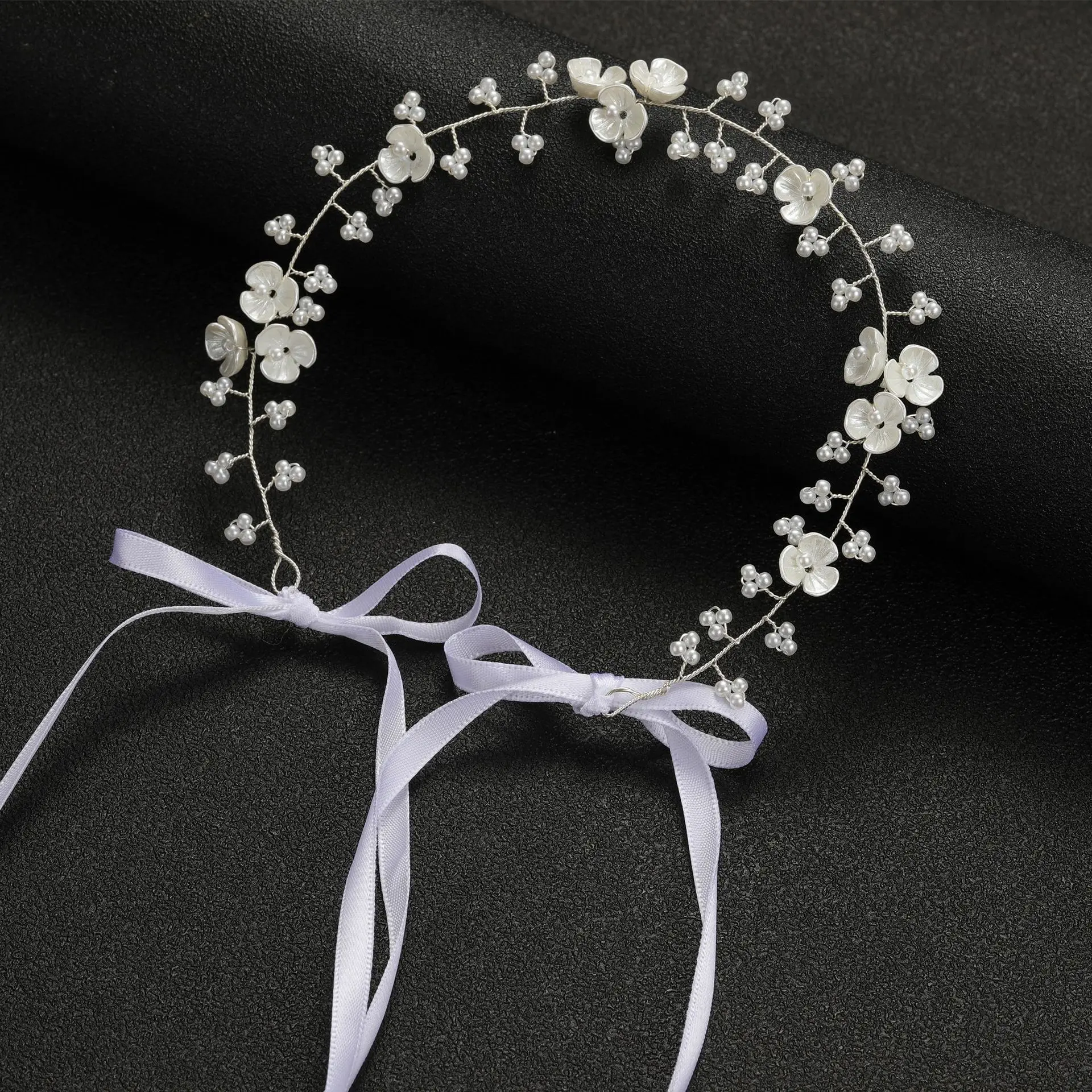 Spring Bohemian Girls Bridal Pearl Hair Headdress Flower Wreath Bride Garland Head Hoop Headbands weddingJewelry Gifts