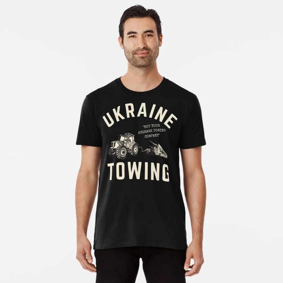 

Not Your Average Towing Company. Ukrainian Tractor Pulling The Tank T Shirt. New 100% Cotton Short Sleeve O-Neck Casual T-shirts