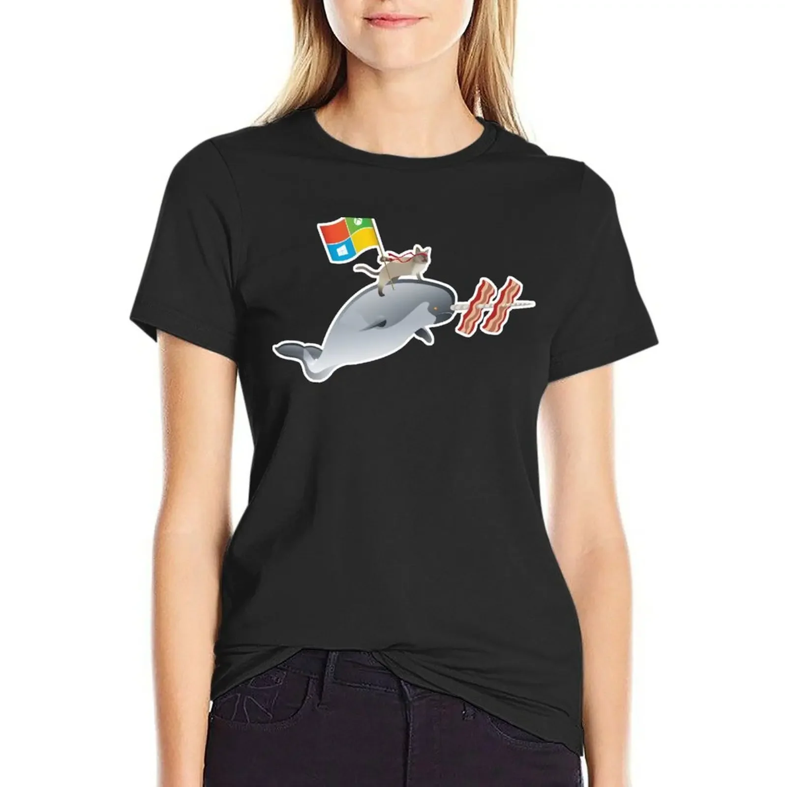 

Ninjacat Narwhal T-Shirt sublime cute tops anime t shirt dress Women