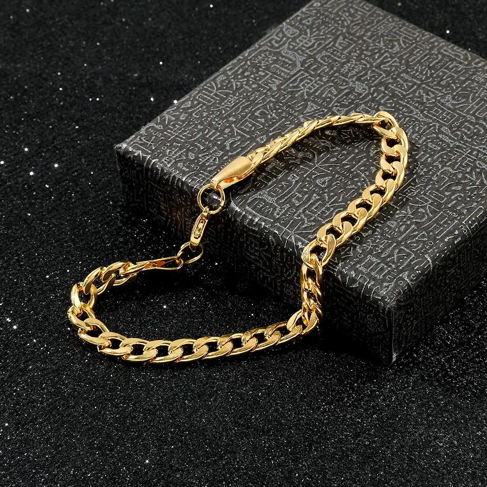 6mm Miami Curb Chain Bracelet for Men Cuban Link Chain Wristband Classic Punk Jewelry for Women Party Accessories