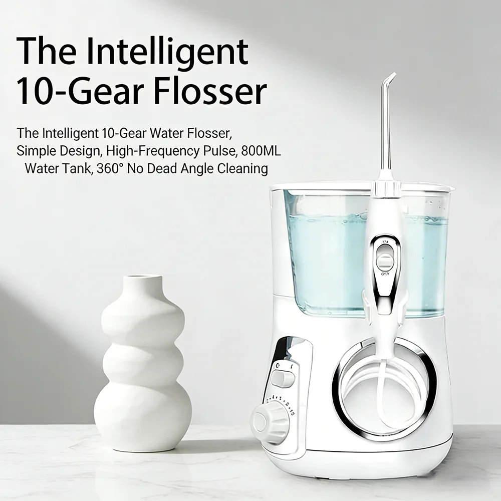 

Ирригатор для полости рта 800 мл с 10 режимами, 5 сменными насадками, электрический водный флоссер, профессиональное устройство для ухода за зубами