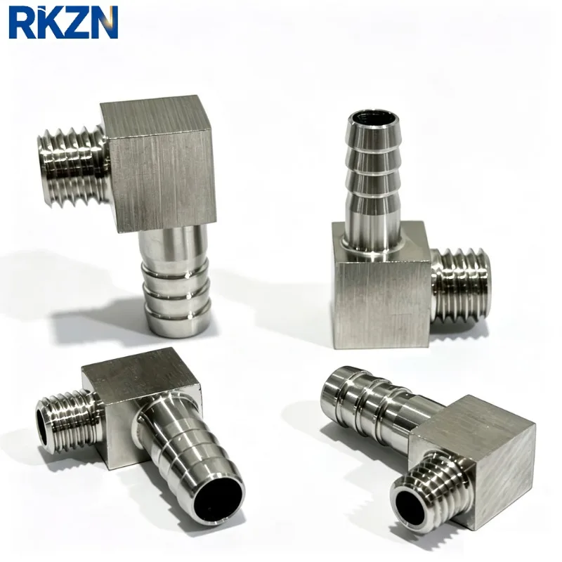 5PCS 304 Stainless Steel 90° Hose Barb Elbow Male Metric Thread M8×1 M8×1.25 M10×1.5 M12×1.75 Water Air Fuel Hose Fitting