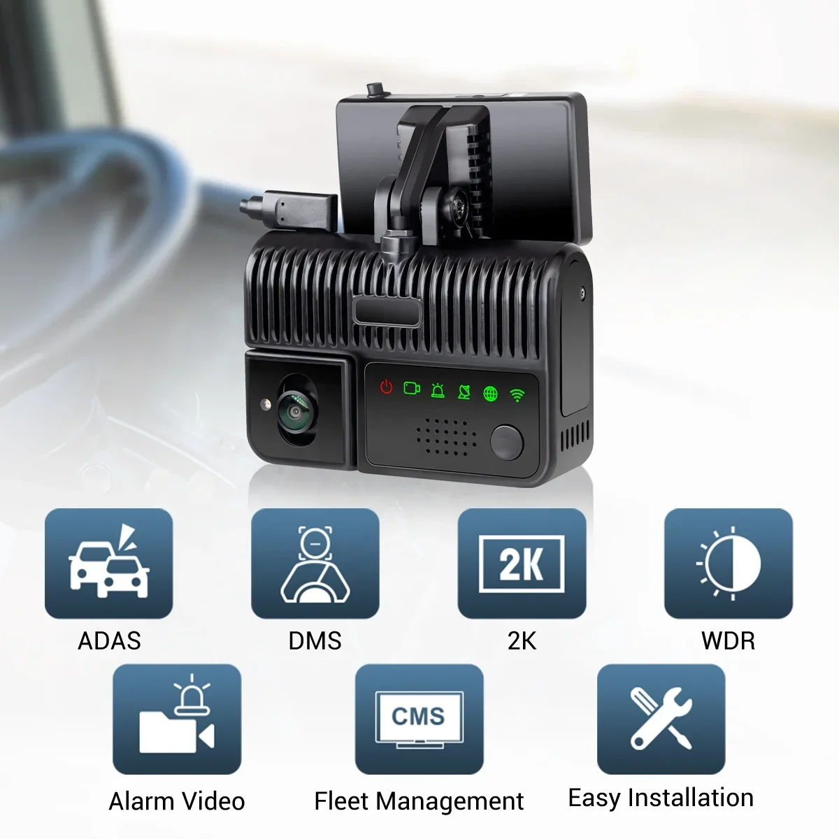 Manufacturer WIFI GPS Tracking MDVR Dashcam Wide Angle 2K with Dsm Dms Adas System Sleep Smoke  Detection