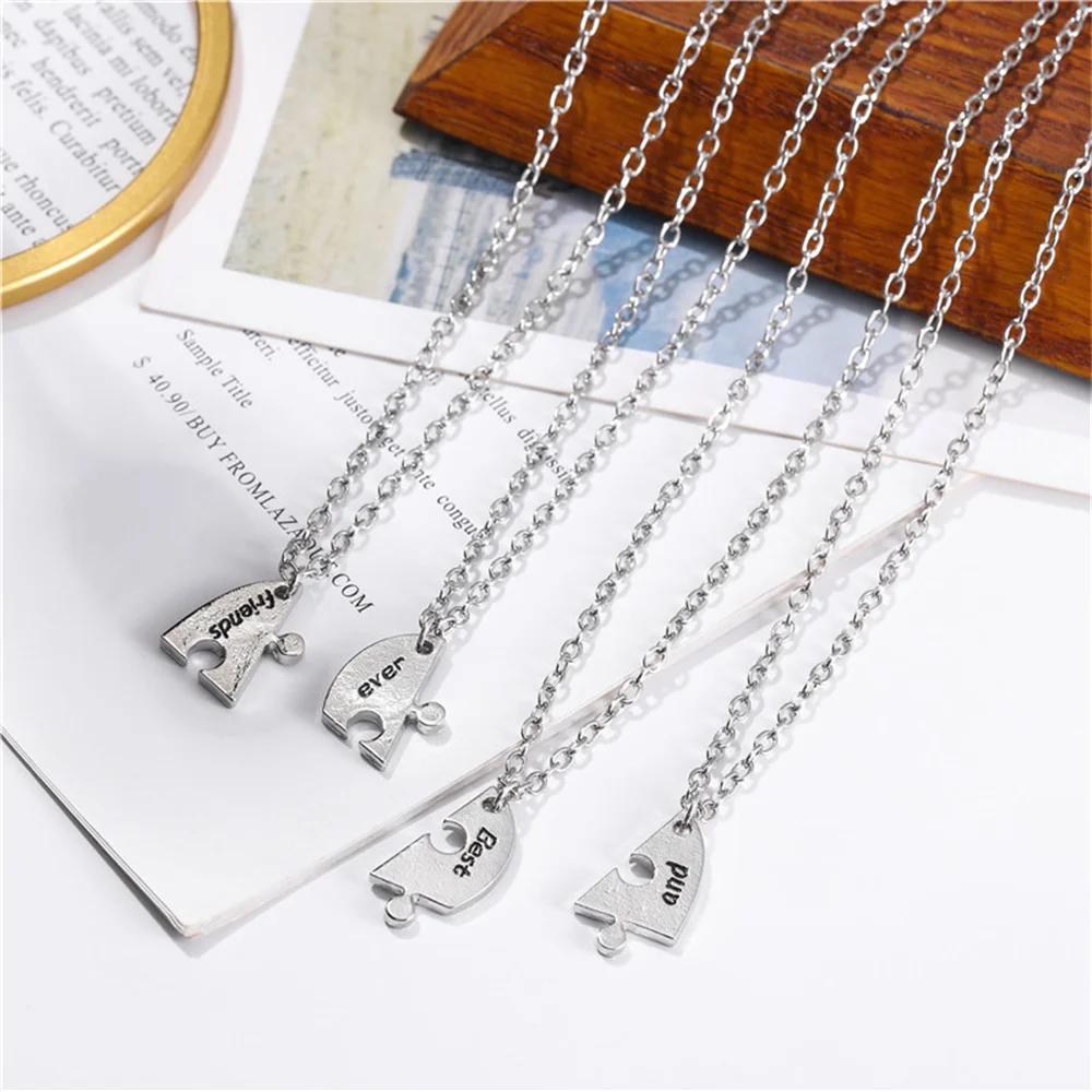 5-piece Fashion Best Friend Forever and Ever  Pendant Zinc Alloy Metal BFF Necklace Friendship Charm Chain Women Gift Necklaces