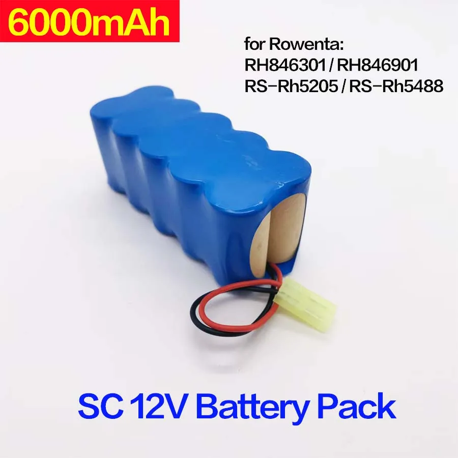 

☞12V SC Ni-MH 6000mAh Rechargeable Battery for Rowenta, Robot Vacuum Cleaner, 12V, RH5488, RH846301, RH846901, RS-Rh5205
