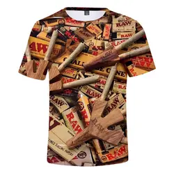 Fashion RAW Cigar Tobacco Series Full Print T-shirt for Men 3D Cool Street Hip Hop Tees Fashion Plus Size Round Neck Y2k Tops