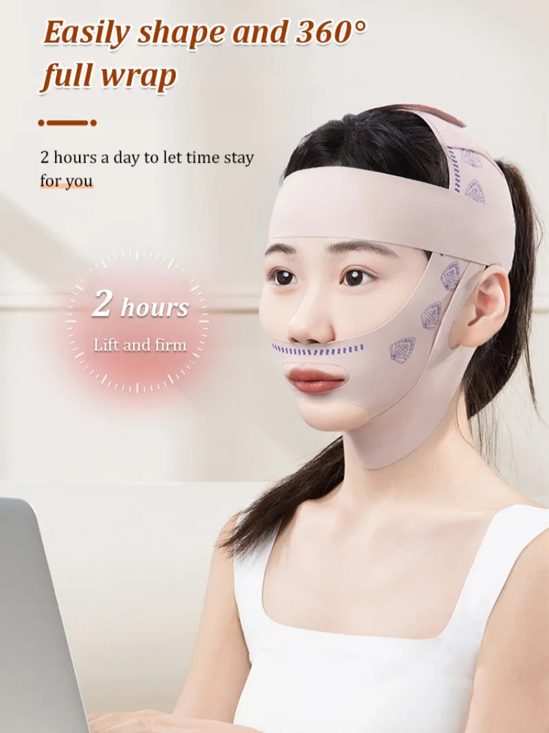 V-Shape Face Mask Pressure Slimming Lifting Tightening Portable Adjustable Strap Night Day Skincare Facial Sculpting