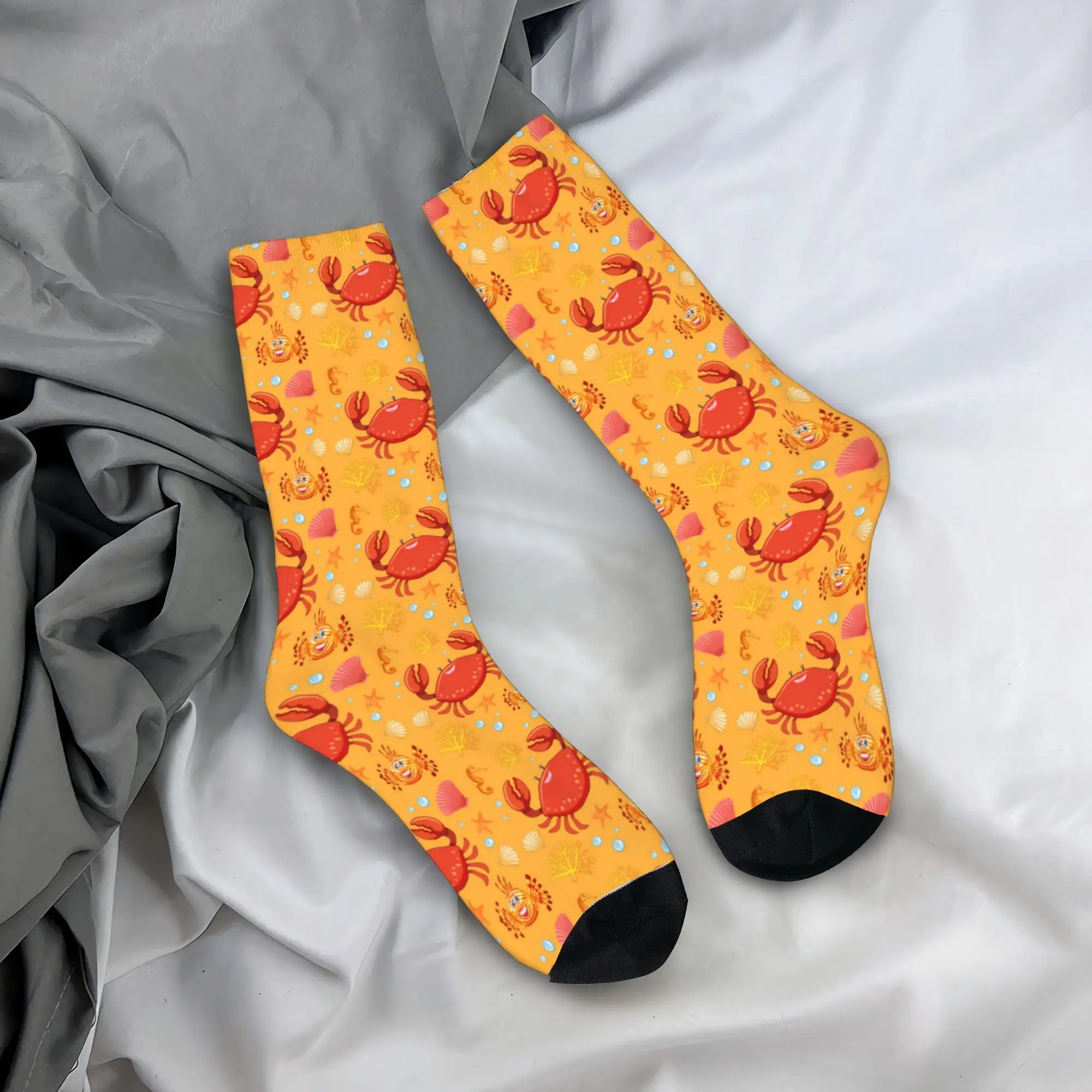 Adults Men Socks Colorful Crabs Shells,And Sea Creatures  Stockings Winter Trendy Warm Soft Socks Outdoor Sports Anti Slip Socks