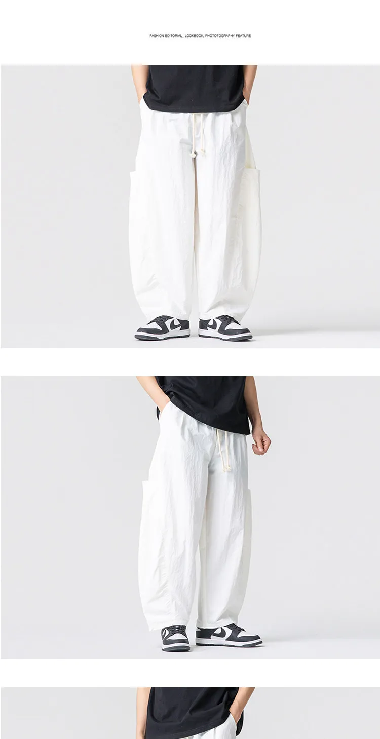 2026 Sommer Herren Jogginghose Haremshose Leichte Hose mit Elastischem Bund Gerade Geschnittene Lockere Jogging-Hose Einfarbige Freizeithose M-5XL – Detail 4