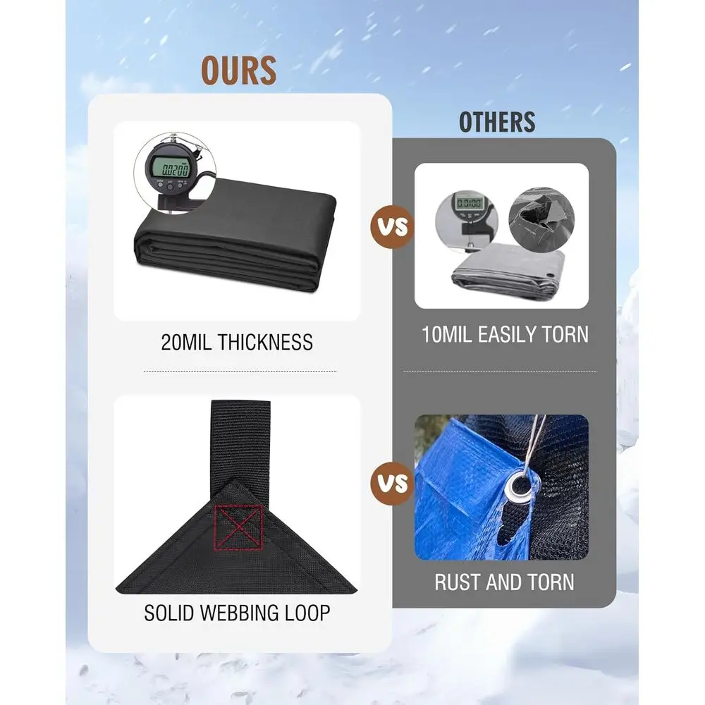 قماش القنب المقاوم للماء عالي التحمل مقاس 7 × 12 قدم مع حلقات حزام معززة للاستخدام الخارجي