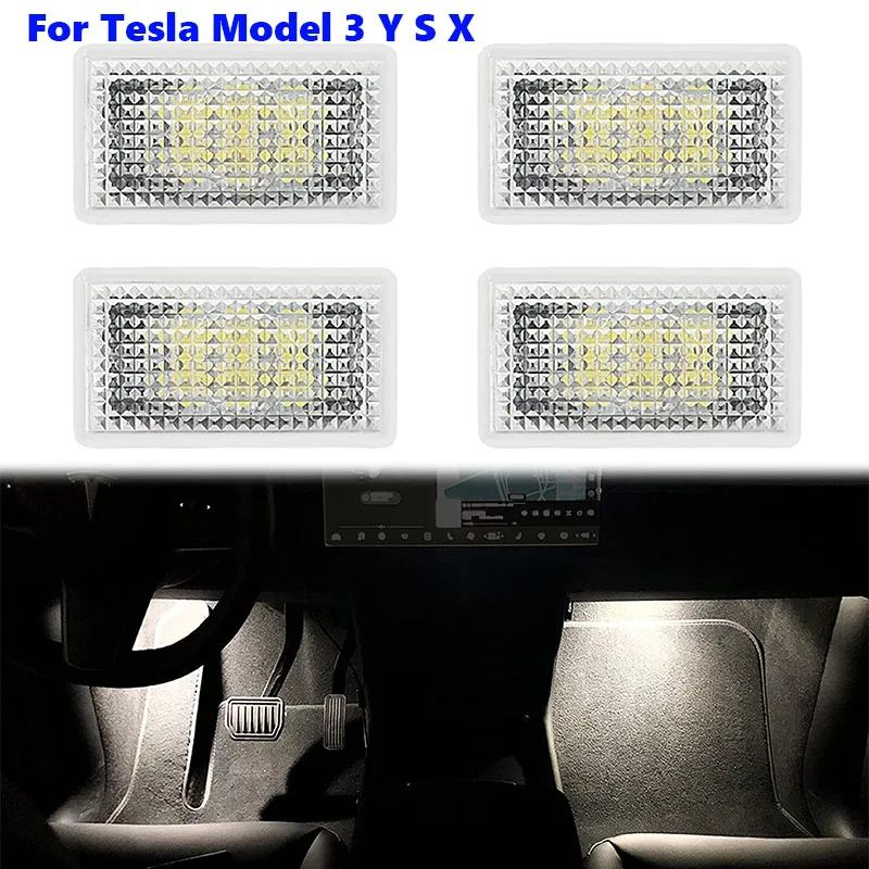 For Tesla Model 3 Y S X LED Interior Footwell Light Ultra Bright Puddle Door Bulb 2017- 2023 Upgrade Trunk Lamp Accessories